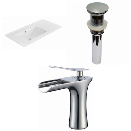 American Imaginations 35.5" W 1 Hole Ceramic Top Set In White Color, Overflow Drain Incl. AI-33029